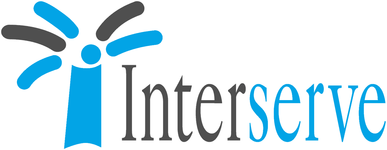 The interserve logo on a green background for Commercial Cleaning.